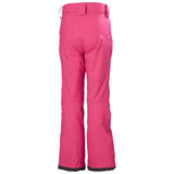 Helly Hansen Junior's Legendary Insulated Pant 2025 - A pair of bright pink snow pants with a black stripe down the side and a zippered pocket on the back.