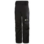 Helly Hansen Junior's Legendary Insulated Pant 2025 - A pair of black insulated ski pants with a zippered pocket on the right thigh and yellow drawstrings at the waist.