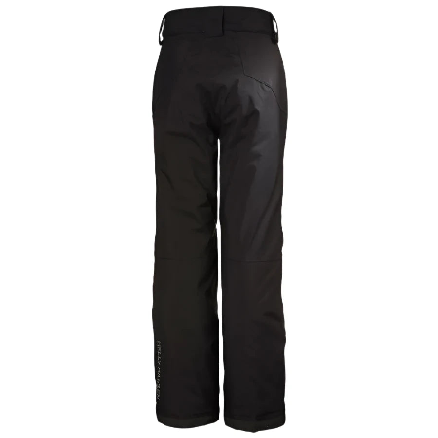 Helly Hansen Junior's Legendary Insulated Pant 2025 - Black insulated ski pants with a white logo on the left leg.