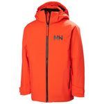 Helly Hansen Junior's Traverse Insulated Jacket 2025 - A bright orange jacket with a black zipper and logo on the chest.
