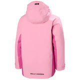 Helly Hansen Junior's Traverse Insulated Jacket 2025 - A light pink jacket with a hood, featuring a zippered front and two side pockets.