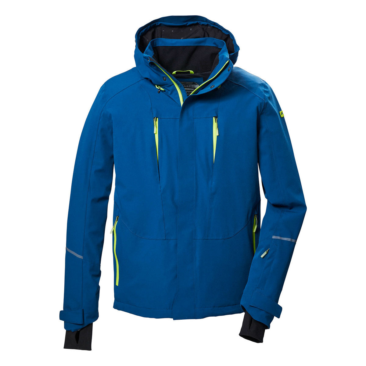 Killtec KOW 26 Insulated Jacket 2025 - A blue jacket with a hood, featuring neon yellow zippers and accents on the pockets.