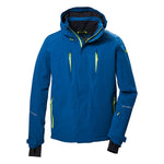 Killtec KOW 26 Insulated Jacket 2025 - A blue jacket with a hood, featuring neon yellow zippers and accents on the pockets.