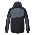 Killtec KSW 71 Insulated Jacket - A black jacket with a grey stripe across the chest and shoulders, featuring a hood and zippered pockets.