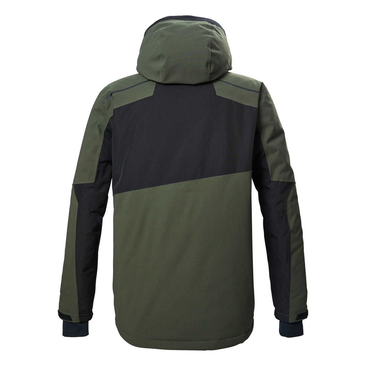 Killtec KSW 71 Insulated Jacket - A dark green jacket with a hood, featuring black accents on the shoulders and chest.