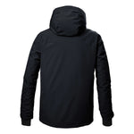 Killtec KSW 46 Insulated Jacket - A black insulated jacket with a hood, featuring diagonal stitching on the shoulders and sleeves.