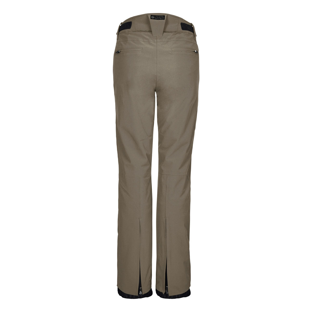 Killtec Women's KSW 311 Stretch Pant 2025 - A pair of khaki-colored women's ski pants with a zippered pocket on the back and two zippered pockets on the front.