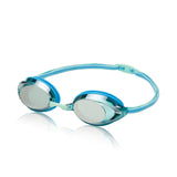 Speedo Women's Vanquisher 2.0 Mirrored Swim Goggle - A pair of mirrored swim goggles with a sleek, modern design and a strap that wraps around the head.