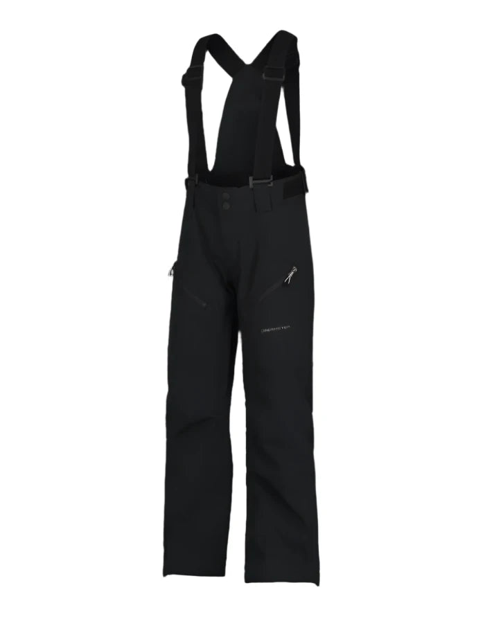 Obermeyer Junior's Enforcer Bib Pant 2025 - Black bib pants with adjustable straps and zippered pockets.
