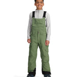 Obermeyer Junior's Carver Bib Pant 2025 - Olive green bib pants with adjustable straps and multiple pockets.