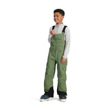Obermeyer Junior's Carver Bib Pant 2025 - Olive green bib pants with adjustable straps and zippered pockets.