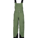 Obermeyer Junior's Carver Bib Pant 2025 - Olive green bib pants with adjustable straps and multiple pockets.