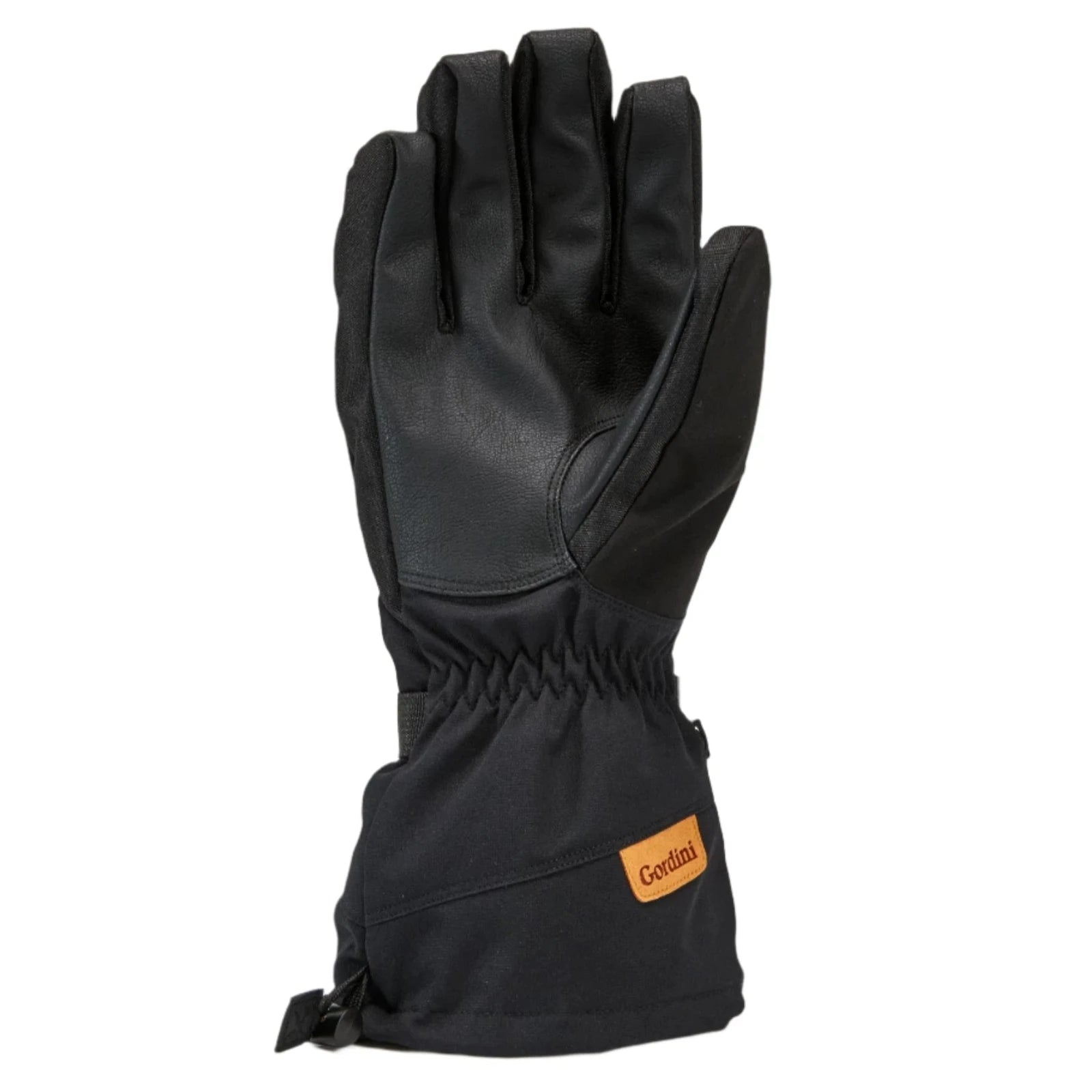 Gordini Stomp Glove 2025 - A black glove with a brown leather patch on the wrist featuring the brand name "Gordini" in white letters.
