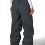 Women's dark gray baggy shell pants with elastic waistband and elastic cuffs