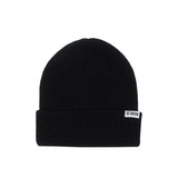 Union Low Cuff Beanie 2025 - A black beanie with a white label on the cuff featuring the word "UNION" in black letters.