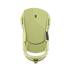 Union Women's Trilogy Snowboard Binding 2025 - A light green snowboard binding with a textured pattern on the baseplate and straps, viewed from above.