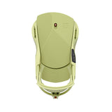 Union Women's Trilogy Snowboard Binding 2025 - A light green snowboard binding with a textured pattern on the baseplate and straps, viewed from above.