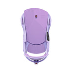 Union Women's Trilogy Snowboard Binding 2025 - A light purple snowboard binding with a textured pattern on the top and a small circular metal piece at the top center.