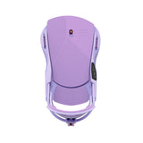 Union Women's Trilogy Snowboard Binding 2025 - A light purple snowboard binding with a textured pattern on the top and a small circular metal piece at the top center.