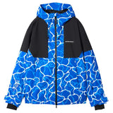 Beyond Medals Fullzip Insulated Jacket 2025 - A blue and white abstract patterned jacket with a black chest pocket and hood.