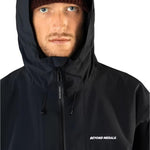 Beyond Medals Fullzip Insulated Jacket 2025 - A black jacket with a zippered front and hood, featuring white lettering on the chest.