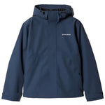 Beyond Medals The Jacket Shell 2025 - A navy blue jacket with a hood and zippered pockets, featuring a logo on the left chest.