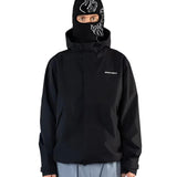 Beyond Medals The Jacket Shell 2025 - A black jacket with a white logo on the left chest and a zipper running down the middle.