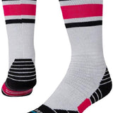 Stance Kids Boyd Snowboard Sock 2022 - White snowboard socks with pink stripe and black heel.