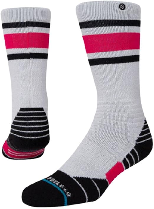 Stance Kids Boyd Snowboard Sock 2022 - White snowboard socks with pink stripe and black heel.