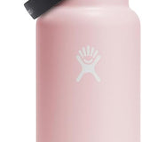 Hydro Flask 32oz Wide Mouth Bottle with Flex Straw - A light-colored water bottle with a wide mouth and a black flex straw lid.