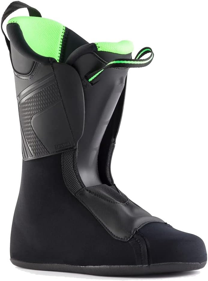 Rossignol Hi-Speed 120 HV Ski Boots 2024 - Black ski boots with a textured pattern on the side and neon green accents around the top.