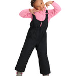 Obermeyer Junior's Snoverall Insulated Bib Pant 2025 - Black insulated overall with adjustable straps and a zippered fly.