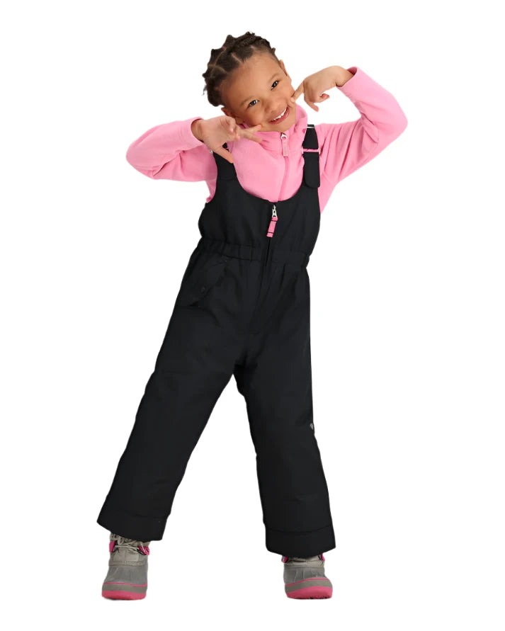 Obermeyer Junior's Snoverall Insulated Bib Pant 2025 - Black insulated overall with adjustable straps and a zippered fly.