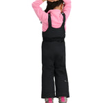 Obermeyer Junior's Snoverall Insulated Bib Pant 2025 - Black insulated snow pants with a bib design and adjustable straps at the waist.