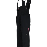 Obermeyer Junior's Snoverall Insulated Bib Pant 2025 - Black bib pant with pink zipper and adjustable straps.