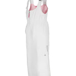 Obermeyer Junior's Snoverall Insulated Bib Pant 2025 - White snow bib overall with pink interior and adjustable shoulder straps.