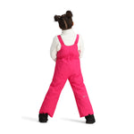 Obermeyer Junior's Snoverall Insulated Bib Pant 2025 - A pair of bright pink snow pants with a bib design and adjustable straps.