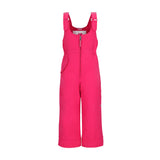 Obermeyer Junior's Snoverall Insulated Bib Pant 2025 - A pair of bright pink snow pants with adjustable straps and a zipper down the front.