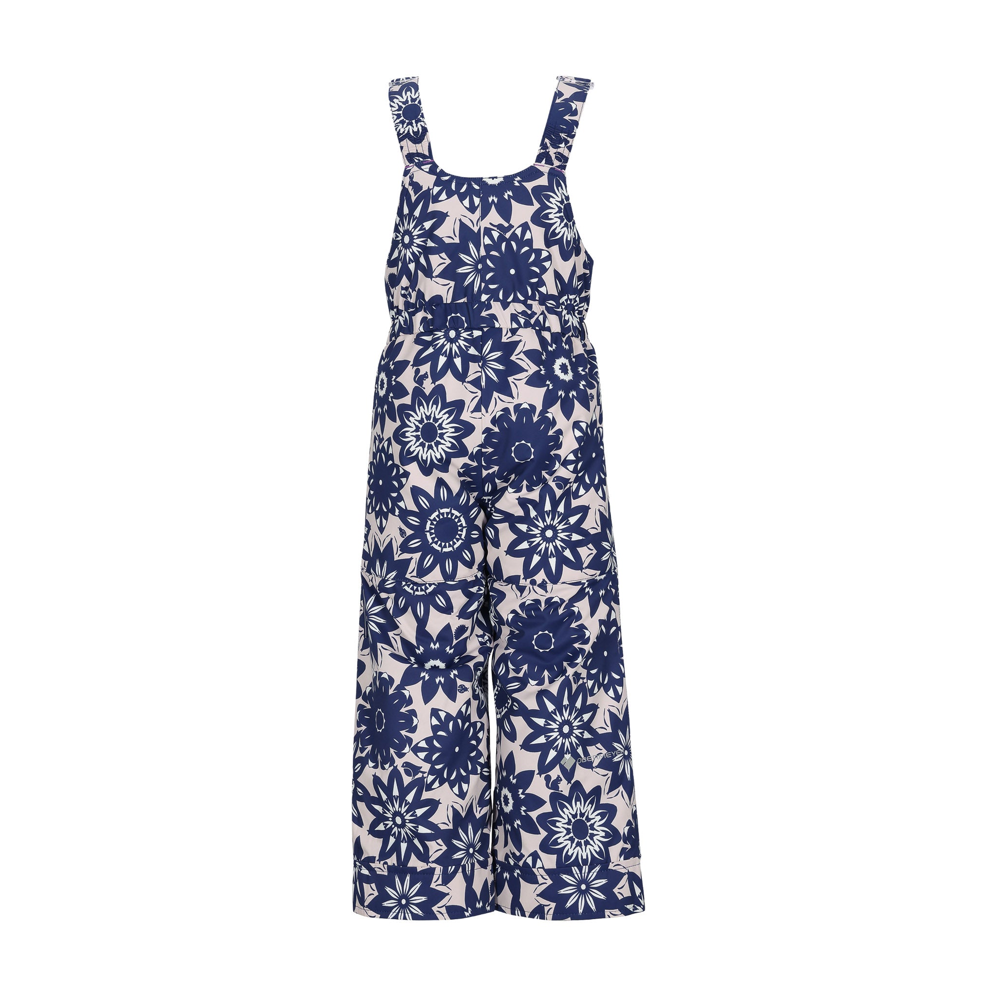 Obermeyer Junior's Snoverall Insulated Print Bib - A bib overall with a navy and white floral print, featuring an insulated design.