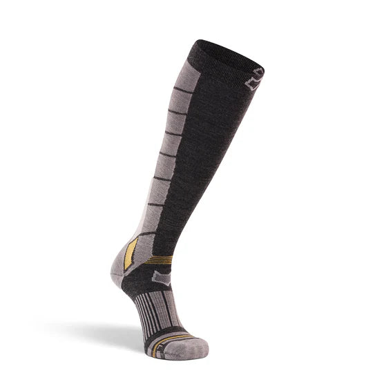 Fox River Grenoble Snowboard Socks - Gray snowboard socks with a subtle pattern of thin, darker gray stripes on the top portion and solid gray on the bottom.