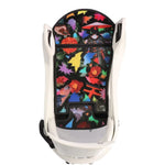 Flux Women's DS Step On Snowboard Binding - A black binding with a colorful floral pattern on top, featuring red flowers and green leaves.
