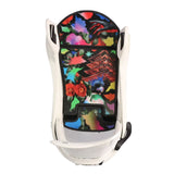 Flux DS Step On Snowboard Binding - A black snowboard binding with a red logo on top of the footbed and a white strap.