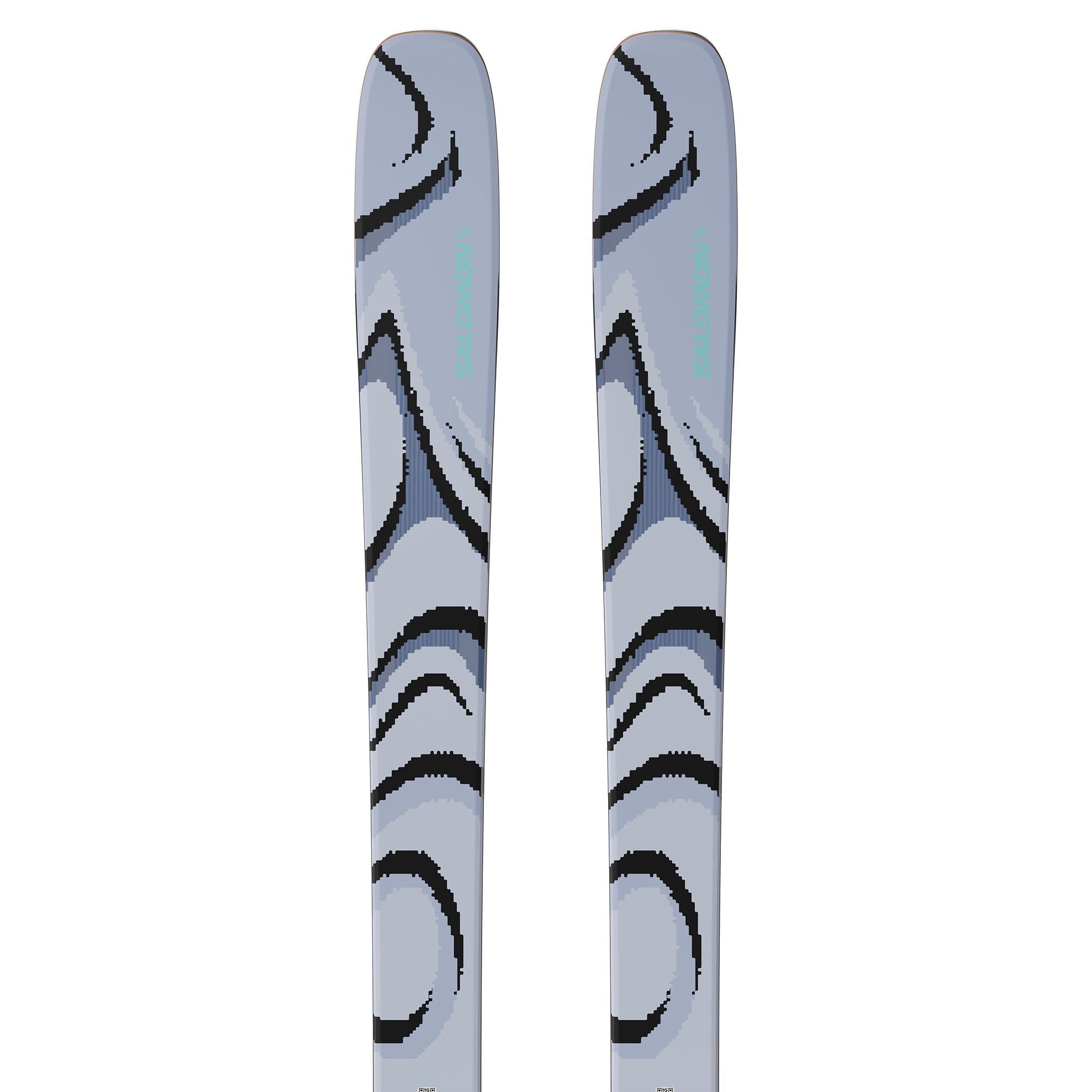 Salomon QST 100 Skis 2026 - A pair of skis with a gray base color and black swirl pattern on top.