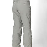 Light grey women's shell pants, back view, straight legs with button waist