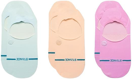 Stance Ladies Absolute No Show 3 pack socks 2023 - Pastel-colored no-show socks in a three-pack, featuring a solid color design with no visible patterns or textures.