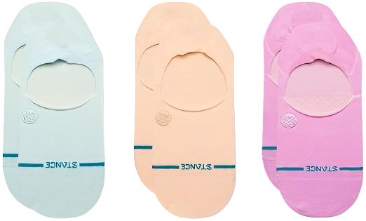 Stance Ladies Absolute No Show 3 pack socks 2023 - Pastel-colored no-show socks in a three-pack, featuring a solid color design with no visible patterns or textures.