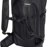Head Kore Backpack 2023 - Black backpack with white logo on top, zippered pockets, and adjustable straps.