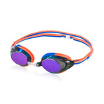 Speedo Jr. Vanquisher 2.0 Mirrored Swim Goggle - A pair of mirrored swim goggles with a sleek, modern design and purple lenses.