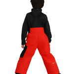 Obermeyer Junior's Volt Insulated Pant 2025 - Black insulated ski pants with a black logo on the left leg and a white zipper pull.