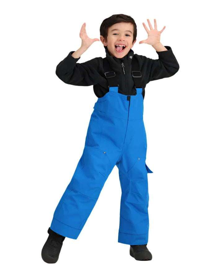 Obermeyer Junior's Volt Insulated Pant 2025 - A pair of blue insulated ski pants with a black strap and buckle on the waist.